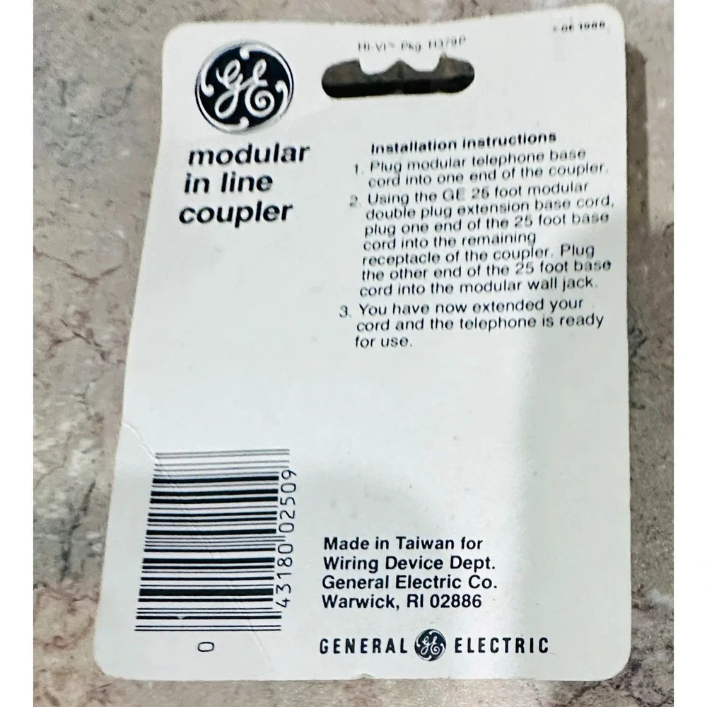 Vintage‎ GE Modular In Line Phone Cord Coupler Ivory GE 2921-4D New 1988